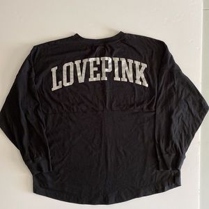 Victoria’s Secret PINK Cotton Oversized Tee Glittery Silver Logo sz XL